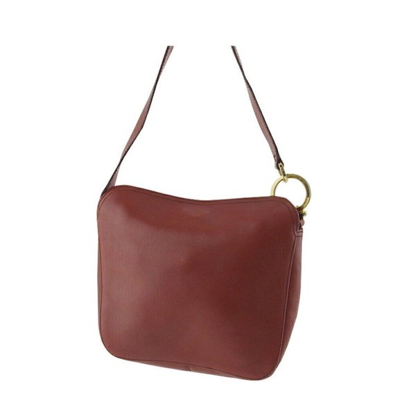 Authenticity Guaranteed Salvatore Ferragamo Shoulder Bag Leather